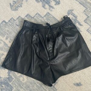 Paige martini black tie waist leather shorts size 12